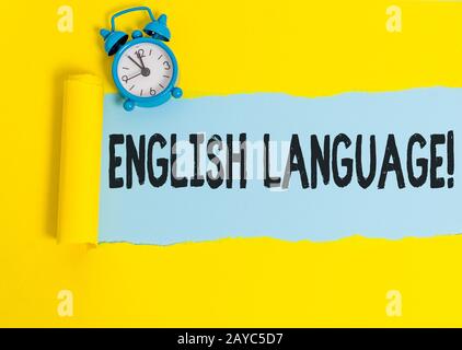 Text für Texteingabe in englischer Sprache. Geschäftskonzept für drittsprachliches Muttersprachliches in der Welt nach Chinesisch und Spanisch. Stockfoto