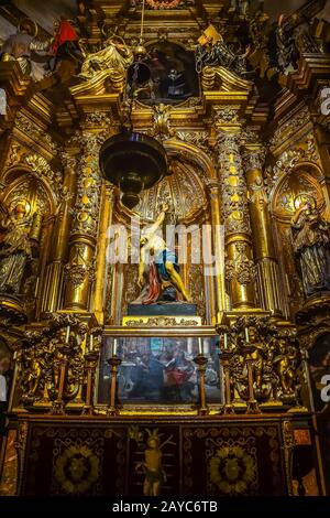 Verzierte Szenen und Innenräume der Kathedrale Santa Maria von Palma, Spanien Stockfoto