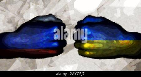 Russland gegen die Ukraine Stockfoto