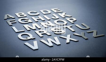 Alphabet mit durchgezogenen Buchstaben Stockfoto