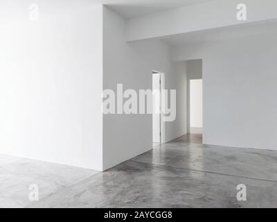 Neue Wohnung leer Wohnzimmer mit Zement. Stockfoto