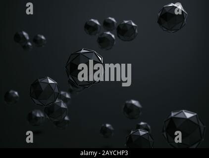 3D-Rendering von Ikosaeder-geometrischen Formen Stockfoto