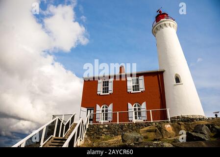 Fisgard Light House Nation Historic Site, im Esqumalzhafen Colwood British Columbia erstes Lichthaus an der Westküste Kanadas Stockfoto