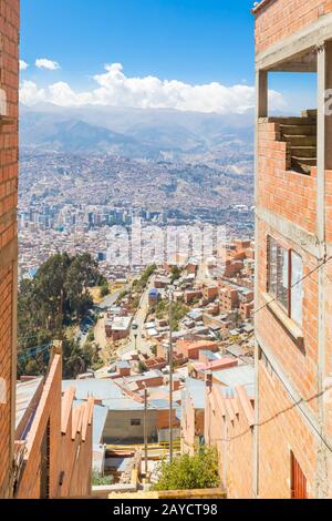 Bolivien La Paz Blick auf die Stadt von einem Blickpunkt aus Stockfoto