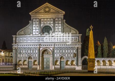 Basilika Santa Maria Novella am Abend, Florenz, Italien Stockfoto