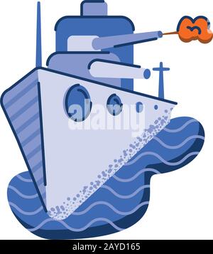 Warship-Symbol über weißem Hintergrund, flaches und farbenfrohes Design, Vektorgrafiken Stock Vektor