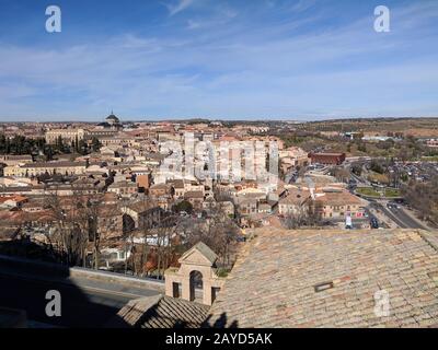 Luftbild zur Skyline von Toledo, Spanien Stockfoto