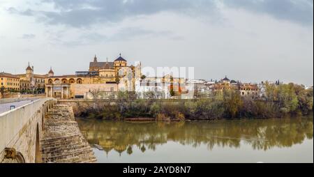 Blick auf Cordoba mit Moschee-Kathedrale, Spanien Stockfoto