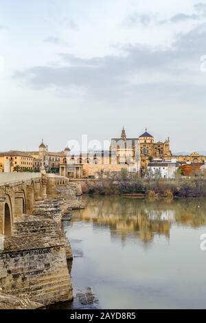 Blick auf Cordoba mit Moschee-Kathedrale, Spanien Stockfoto