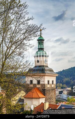 Schwarzer Turm, Loket, Tschechien Stockfoto