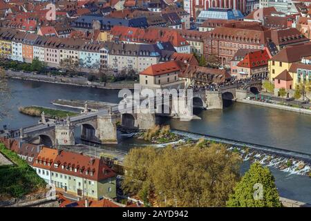 Alte Mainbrücke, Würzburg, Deutschland Stockfoto