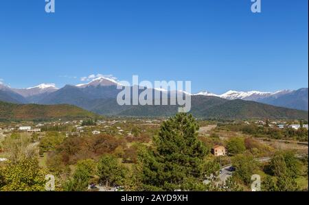 Blick auf das Alazani-Tal, Kakheti, Georgia Stockfoto