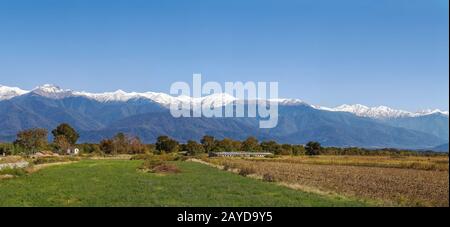 Blick auf das Kaukasusgebirge, Georgien Stockfoto