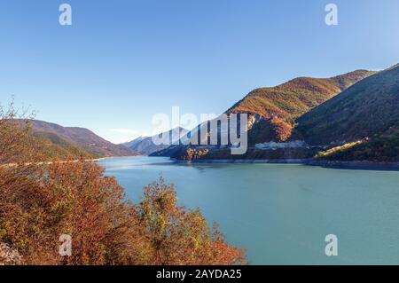 Zhinvali Reservoir, Georgia Stockfoto