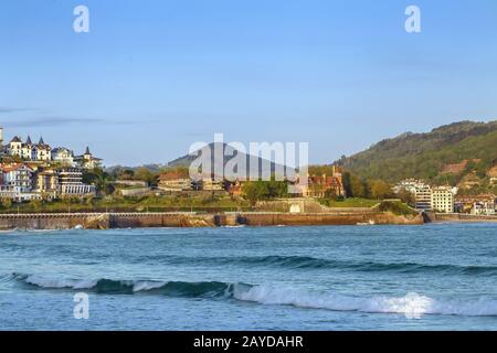 Blick auf die Bucht von Concha, San Sebastian, Spanien Stockfoto