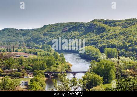 Blick auf den Fluss Dordogne, Frankreich Stockfoto