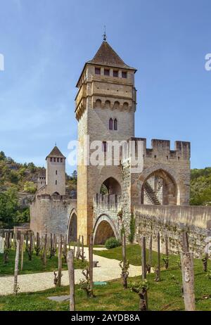 Pont Valentre, Cahors, Frankreich Stockfoto