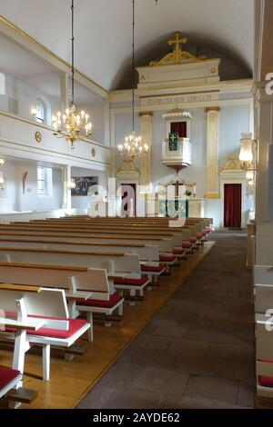 Innenschuss der evangelischen Epiphanienkirche Stockfoto