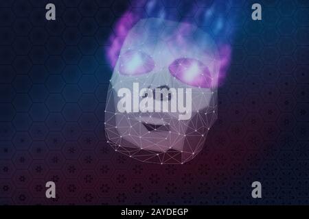 Hacker maskieren das Licht der Augen mit niedriger Poly. Stockfoto