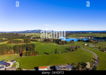 Luftbild, Forggensee, Dietringen, Bayern, Deutschland Stockfoto