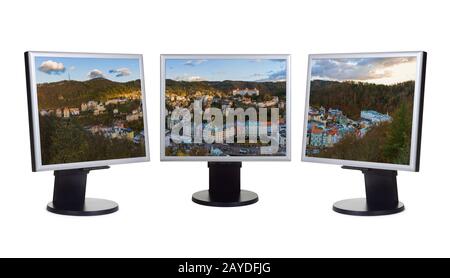 Karlsbad in Tschechien (mein Foto) auf Computermonitoren Stockfoto