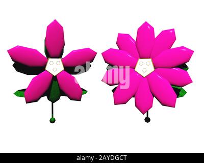 Rote Blumen mit grünen Blättern Stockfoto