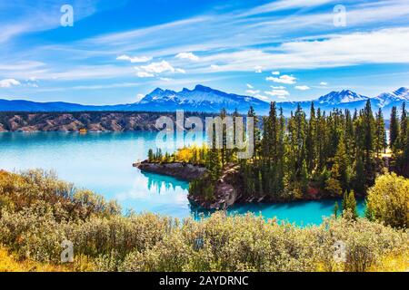 Abraham Lake in den Rockies Stockfoto