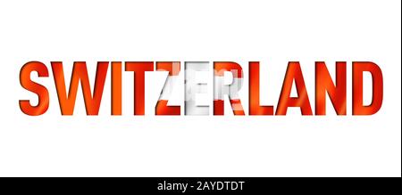 schriftart für den Flaggentext der schweiz Stockfoto