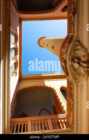 Blick auf den Turm der Burg Sucre Bolivia Glorieta von oben Stockfoto