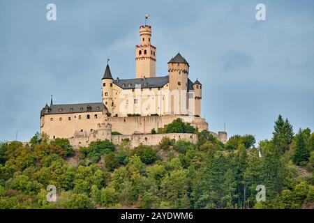 Schloss Marksburg am Rhein in Deutschland Stockfoto