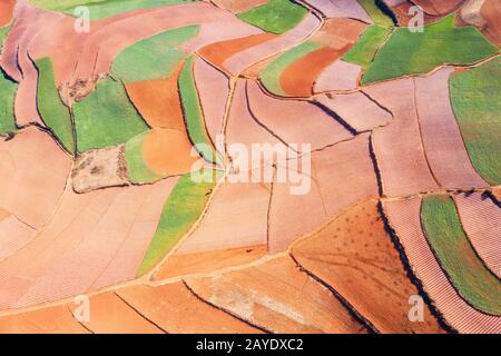 Luftbild des roten Landes yunnan Stockfoto