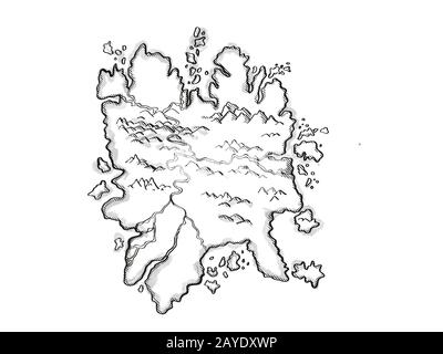 Mittelalterlichen FantasyKarte einer Insel, die Retro