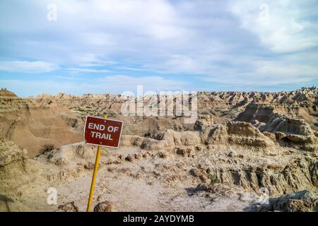 Eine Beschreibungstafel für den Trail des Badlands National Park, South Dakota Stockfoto