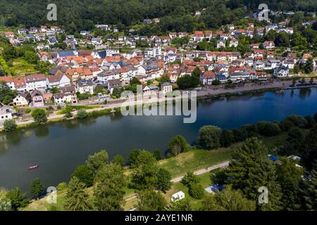 Luftbild des Vierburgenecks bei Neckarsteinach, Baden-Württemberg, Deutschland Stockfoto