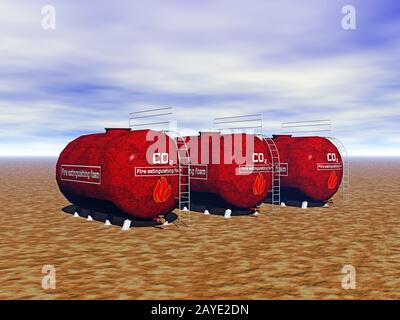Löschtanks im Bereich Stockfoto