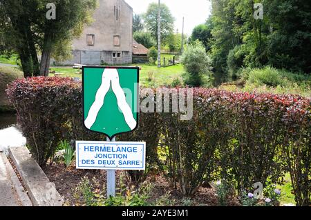 HERMELANGE JONCTION DES DEUX SARRE FRANCE Stockfoto