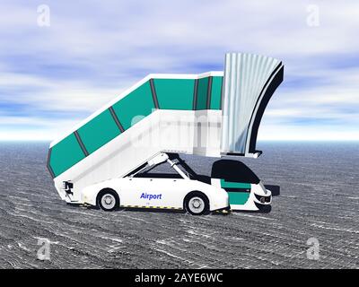 Flugzeugtreppe auf dem Flugplatz Stockfoto