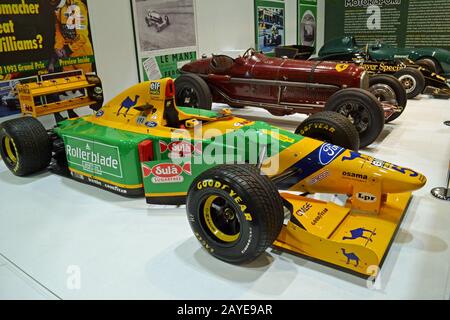 Benetton B193 Rennwagen (1993) auf der London Classic Car Show, England, Großbritannien Stockfoto