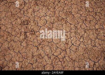 Trockene rissige Erde während Dürre Stockfoto