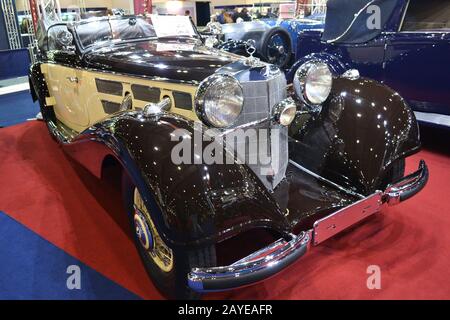 Mercedes Saloon auf der London Classic Car Show, England, Großbritannien Stockfoto