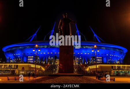 April 17, 2018. St. Petersburg, Russland. Stadion St. Petersburg Arena (Gazprom Arena), die die Spiele der Europäischen Fußball Championshi host Stockfoto