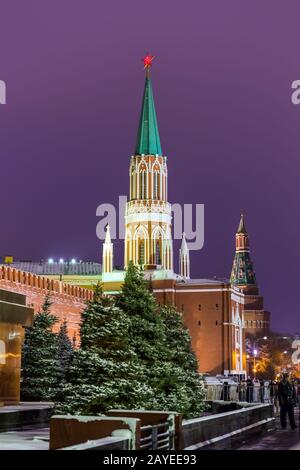 Moskau, Russland - 05. Januar 2018: Lenins Mausoleum auf dem Roten Platz Stockfoto