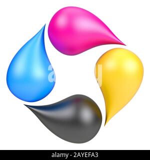 CMYK-DROPS-Logo 3D Stockfoto