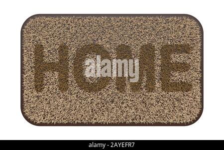 Brown Coir-Fußmatte mit Text HOME 3D Stockfoto