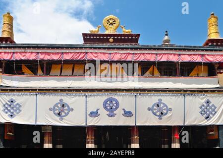 Dharmachakra mit der gazellen klösterlichen Universität Sera Lhasa Tibet Stockfoto