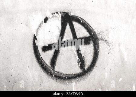 Symbol für Anarchie an eine Wand gemalt Stockfoto