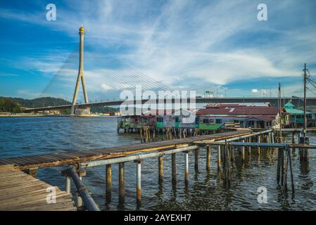 Sungai Kebun Bridge und Kampong Ayer in Brunei Stockfoto