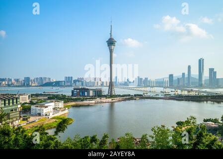 Landschaft von Macau an der West Bay Lake in China Stockfoto