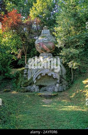 Italien, Latium, der Bomarzo-Garten der Monster ( Giardino Dei Mostris ) - Die Proteus-Glaucus-Skulptur Stockfoto