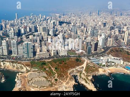 Beirut, Luftbild zur Hauptstadt an der Dalieh Stockfoto